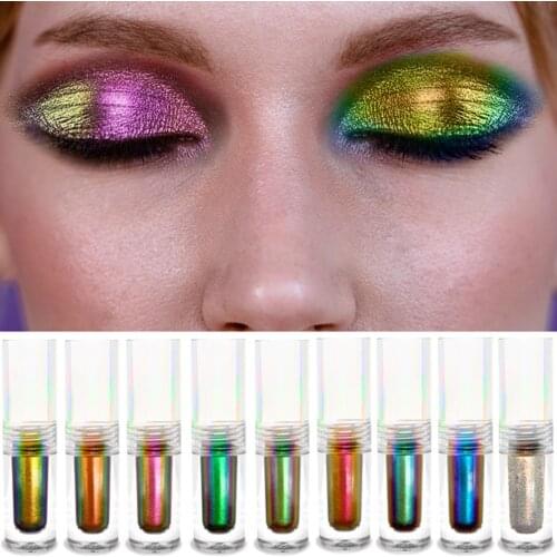 10 Pcs Chameleon Liquid Eyeshadow Wholesale No Label Metallic Glitter Eye Shadow Private Label Cosmetics Radiant High Pigment