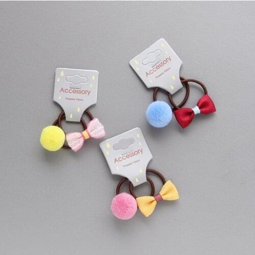 2PCS New Cute Ball Bowknot Princess Headwear Kids Elastic Hair Bands Baby Headdress Children Hair Ropes Girls Hair Accessories