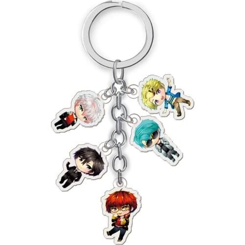 2020 GAME Korea Anime Mystic Messenger Keychain Cartoon Figure Yoosung Jumin Unknown Zen Acrylic Pendant Keyring