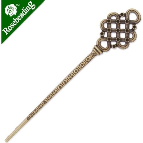 30x148mm Antique Bronze Hair Stick,Chinese knot,Metal Hair Stick, Hair Accessories,Hair Sticks Hairpin,10PCS/lot-C3891