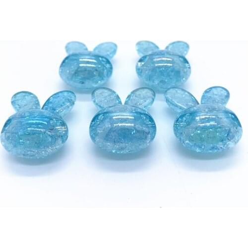 5pcs 24x20mm pcs Acrylic Beads Rabbit Head Loose Beads for Diy Jewelry Making Bracelets Necklace Accessories#Sky Blue