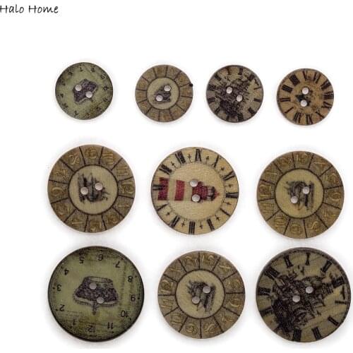 50pcs Mixed Navigation Round Wood Buttons Handmade Sewing Scrapbook Clothing Crafts Accessories Gift Card Decor 15-25mm