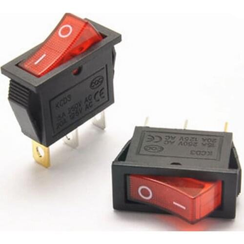 A19 4pcs/lot Mini Boat Rocker Switch AC 250V 16A / AC 125V 20A 3 Pin ON/ON SPST Snap in with RED LED Light 13mm*30mm