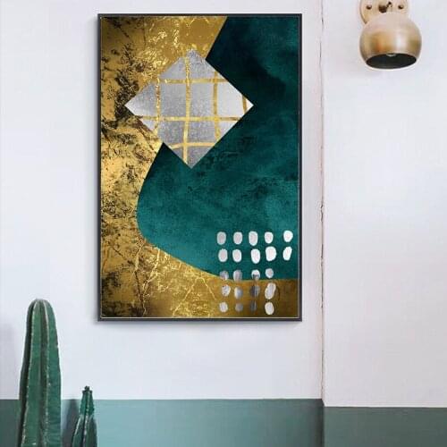 Abstract Modern Decor Golden Foil Canvas Painting Poster And Print Wall Art Pictures For Living Room Bedroom Dinning Room Décor