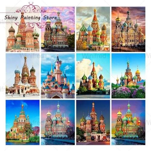 Diamond Diamond Painting Russian Style Architecture Castle Full Drill Diamond Mosaic Embroidery Church Cross Stitch Home Decor