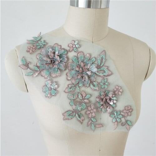 Sequin embroidery applique patch cheongsam mothers childrens dress decoration waist shoulder DIY flower patch accessories