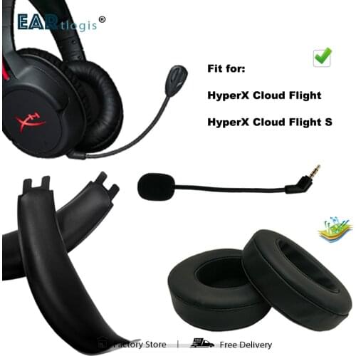 Velvet Replacement Parts for HyperX Cloud Flight, Flight S Headset Ear Pads Microphone Bumper Mic Headband Earmuff