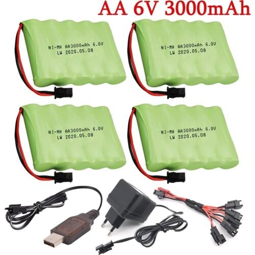 6v 3000mAh NIMH Battery Pack and Charger For RC Toys Cars Boats Robots Tanks Gun AA 3000mAh 6v Rechargeable Battery Pack SM Plug