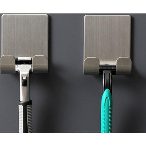 Punch Free Razor Holder Storage Hook Men Shaving Shaver Shelf Bathroom Shaving Razor Rack Bedroom Home Viscose Wall Hooks