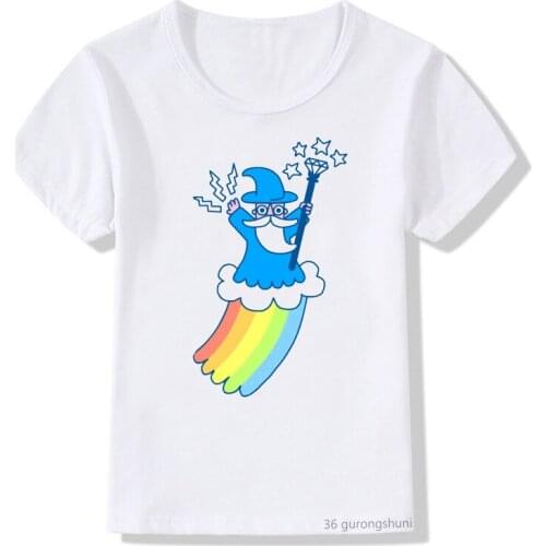 Baby Kids Clothes Funny Sky Wizard Print T-shirt Boys/ Girls Funny Kawaii Childrens Summer Clothing T Shirt Camisetas Tops
