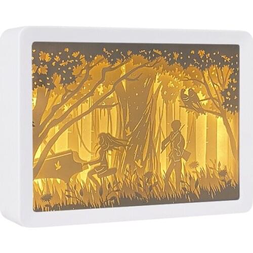 Dropp Shipping Paper Cut Light Box Anime Couple Piano Pattern Shadow Box Frame Wholesale Girlfriend Gift Wedding Decoration