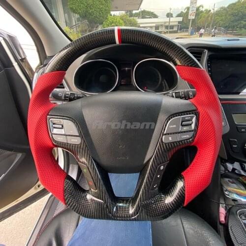 Cuatomized Leather Carbon Fiber Racing Steering Wheel For Hyundai ix45 2013 2014 2015 2016 Santa Fe 2013-2018