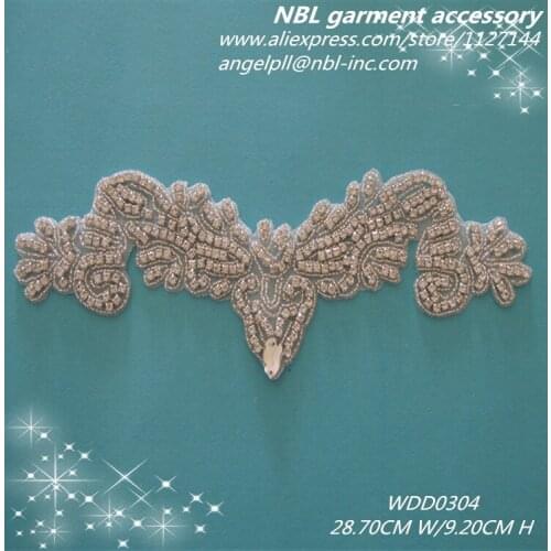 Rhinestone neckline collar applique for dress WDD0304