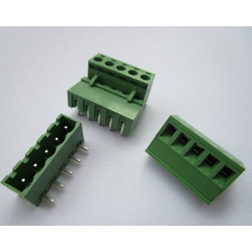 30 Pcs Close Angle 5 pin/way Pitch 5.08mm Screw Terminal Block Connector Green Color Pluggable Type With Angle pin