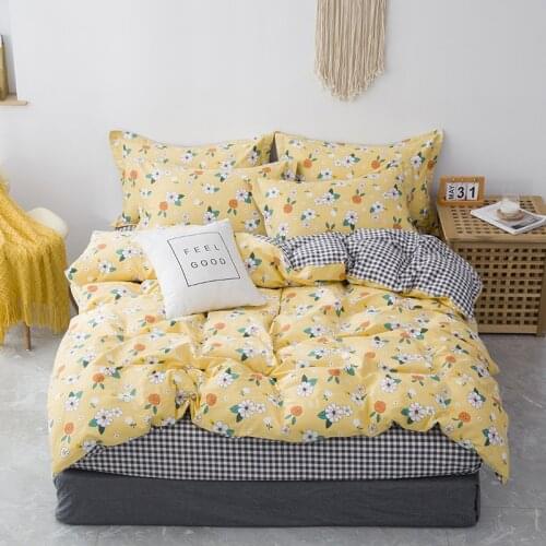 Flower home bedding sets bed cotton duvet cover flat sheet Summer Bedding Set King Size Bed set