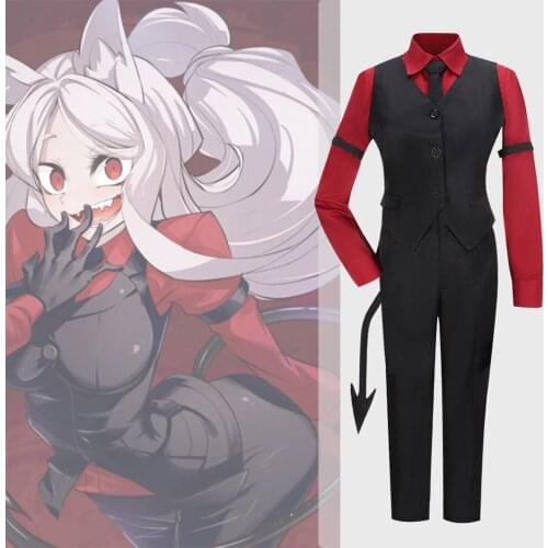Helltaker Cosplay Costume Halloween Devil Three Sisters Cerberus Clothes Christmas Adult Shirt Pants Vest Women and Men Set