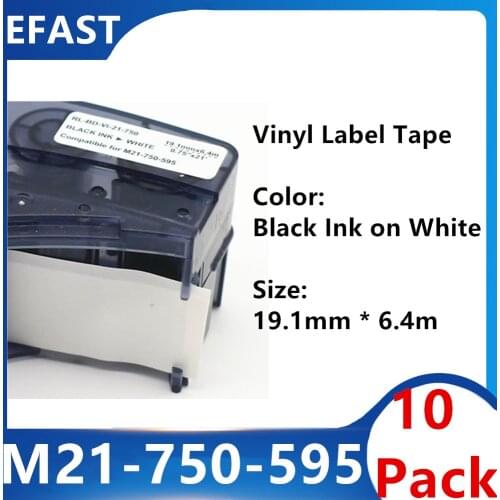10 Pack M21 750 595 Label Maker Label Tape Ribbon Cable Wire Marking Labs Fiber Label Tape Ribbon for BMP21 Plus
