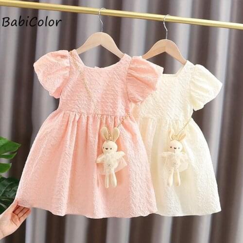 Baby Girls Summer Clothes For Toddler Dress Baby Korean Puff Sleeve Princess Dress Girls Foreign Style Skirt