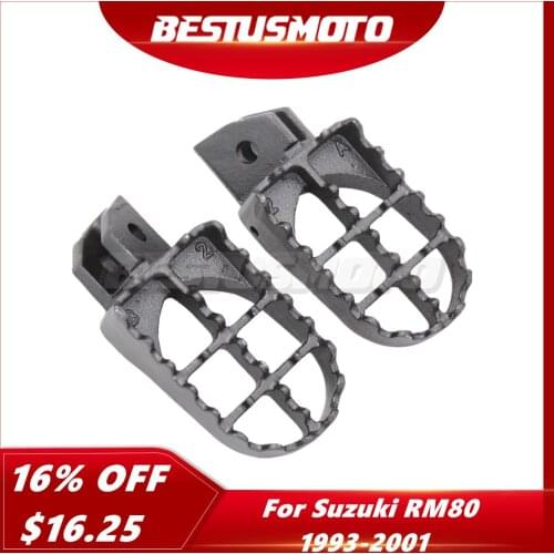 Motorcycle Motocross Cast Iron Footpegs Footrest Foot Pegs For Suzuki RM80 1993-2001 1994 1995 1996 1997 1998 1999 2000
