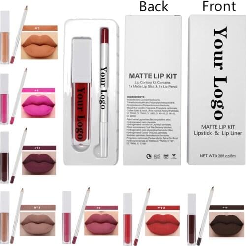 50Pcs/Lot Lip Liner Matte Lipstick Set Wholesale Nude Liquid Lipsticks Custom Logo Bulk Private Label Cosmetics Makeup Vendors