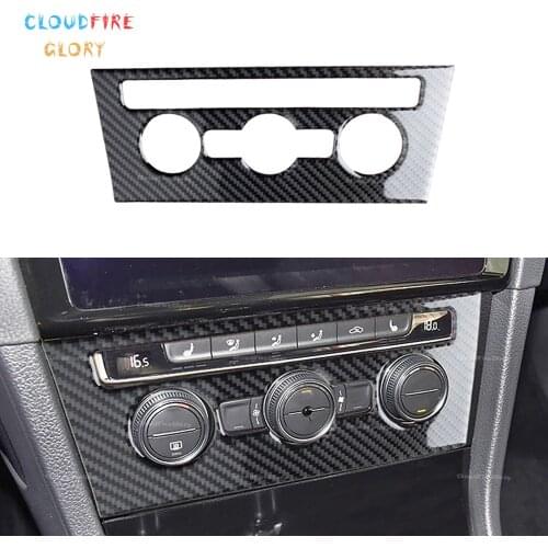 CloudFireGlory Interior Central AC Switch Cover Trim Carbon Fiber Sticker For VW Golf 7 GTI MK7 2014 2015 2016 2017 2018 2019