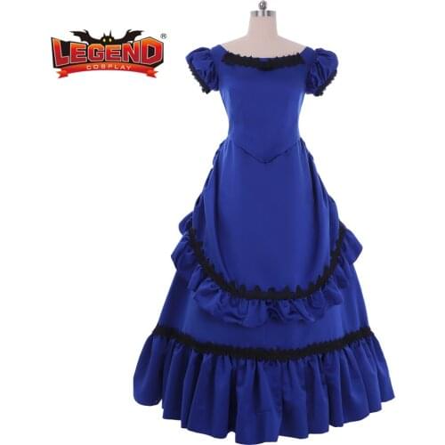 Blue Gothic Victorian Gown Interview with the Vampire Claudia bustle gown dress Cosplay costume dress