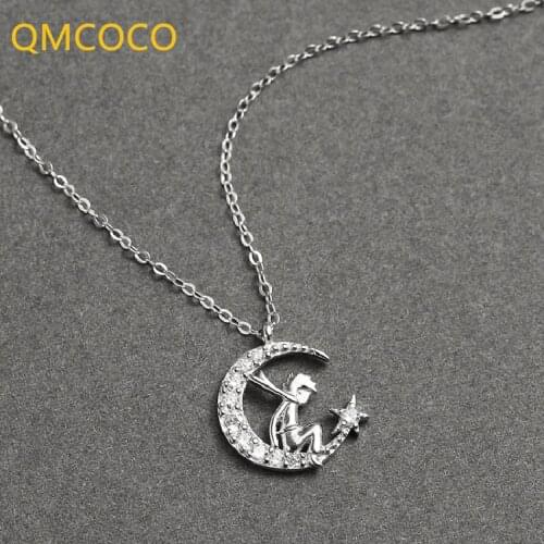 Korean Simple Design Moon Zircon Pendant New Trend Womens Birthday Party Neck Accessories 2021 New Style Collarbone Chain