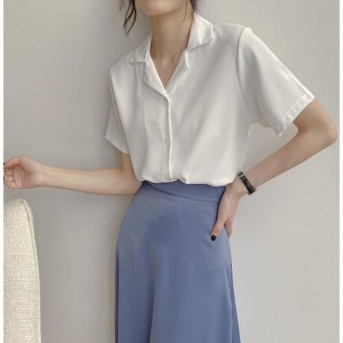 Shirt Women Solid V-Neck Retro Chic Korean Style Streetwear Harajuku All-match Simple Leisure Popular Preppy Clothing Female Ins