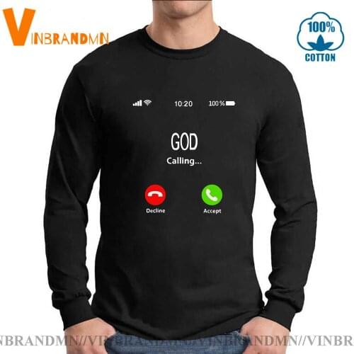 Santa Fashionable T-shirt Humor Jesus T shirt Funny God Calling Accept Or Decline That Is Question Design Christian Faith Tshirt