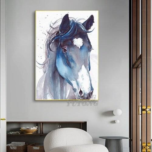 Nordic Cool Watercolor Horse Canvas Painting Fantasy Wild Animals Posters Decorative Print Wall art Pictures for Living Room