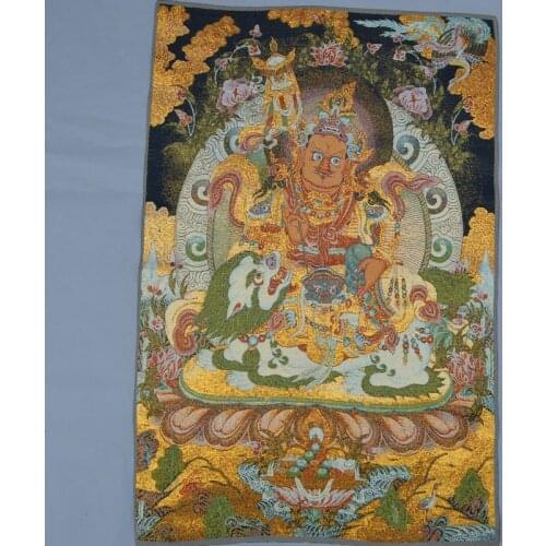Antique brocade, silk exquisite embroidery, big black sky God of wealth portrait map