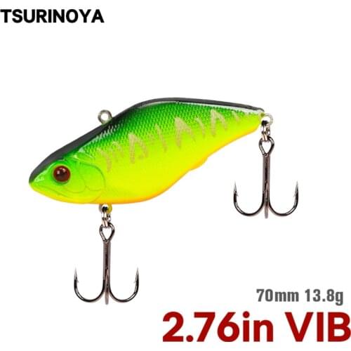 TSURINOYA 70mm 13.8g VIB Fishing Lure DW22 Swing Sinking Bass Bait Black Nickel Hooks Full Swimming Layer Artificial Bait