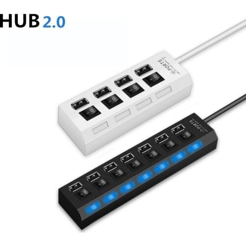 USB 2.0 Hub USB Hub 2.0 Multi USB Splitter Hub Use Power Adapter 4/7 Port Multiple Expander 2.0 USB Hub with Switch for PC