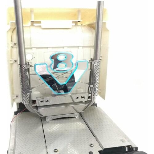 Exhaust Chimney with LED V8 LOGO Lamp for 1/14 Tamiya Scania R620 R470 RC Truck Tractor Parts Accessories