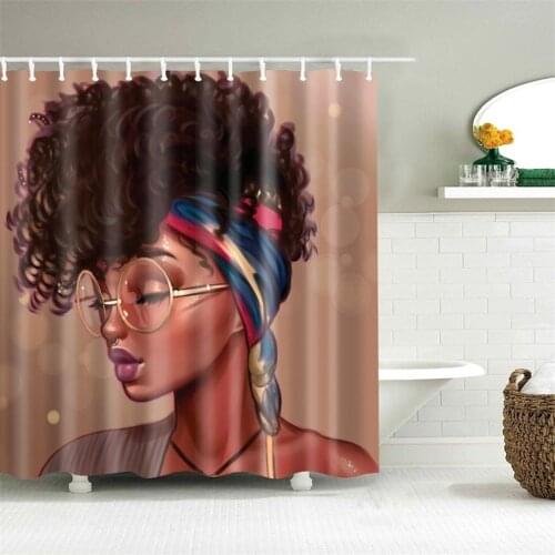 Dafield Art African Shower Curtain American Woman Abstract Print Waterproof Mildew Resistant Fabric With Hooks