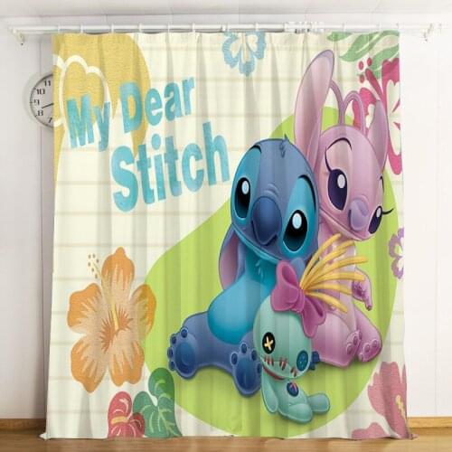 Disneys new digital printed brushed shading curtains stitch Lilo & Stitch elsa Princess digital custom curtains
