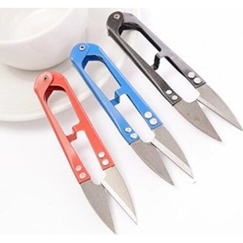 1Pcs Portable Multicolor Vintage Trimming Sewing Scissors Nippers U Shape Clippers Stainless Steel Embroidery Craft Scissors