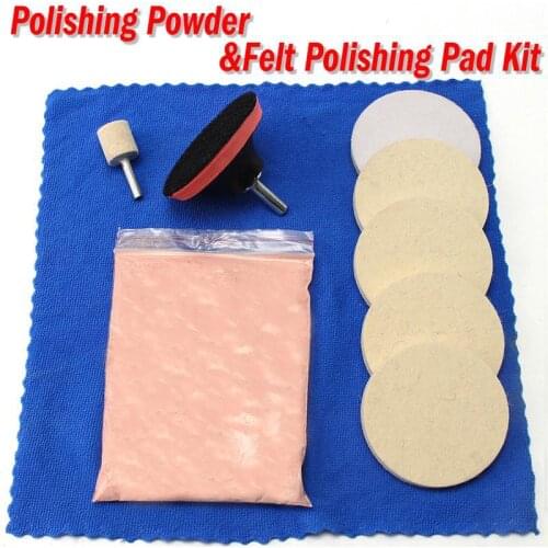 10Pcs Glass Scrach Remover Cerium Oxide Polishing Powder 5'' Wheel Pad Kit Car/Watch Polishing Accessories Power Tool