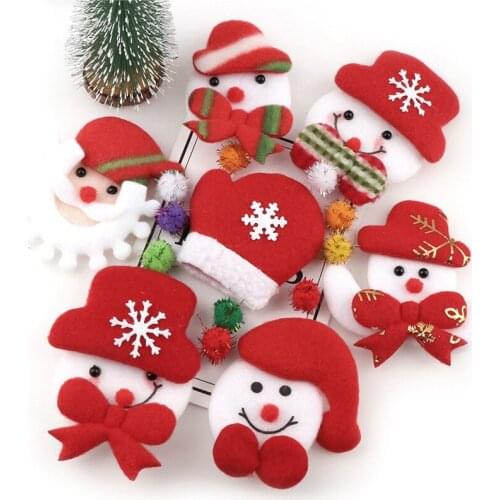 10pcs Fabric Santa Claus Christmas Mini Doll Snowman Glove DIY Handmade Earrings Headdress Mobile Phone Shell Pendant Material