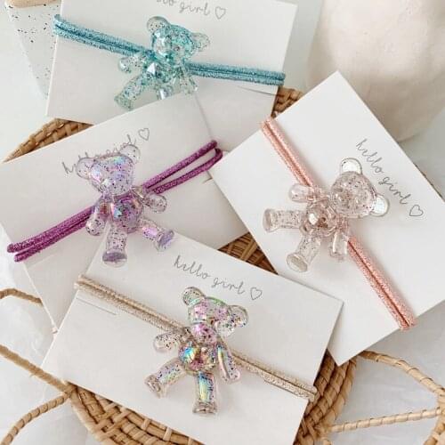 Women Hair Ties Elastic Rubber Bands Girl Acrylic Resin Cartoon Bear Scrunchies Head Accessories Handmade