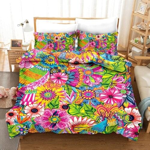 Watercolor Style Wildflowers Duvet Cover Set Floral Colorful Flowers Art Print Room Decorative 3pcs Bedding Set With Pillowcases