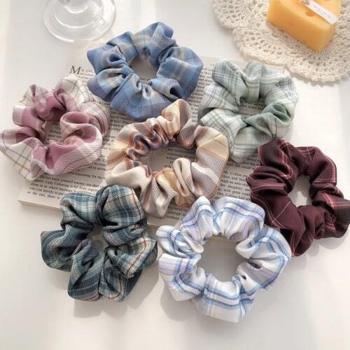 3pcs/pack Trendy Plaid Scrunchies Girls and Women Elastic Hair Tie