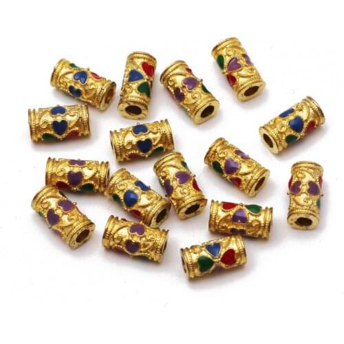 5pcs/lot Fashion Gold Color Cylinder Tube Spacer Beads Necklace Bracelets Handmade Charm Loose Beads Women DIY Jewelry Making