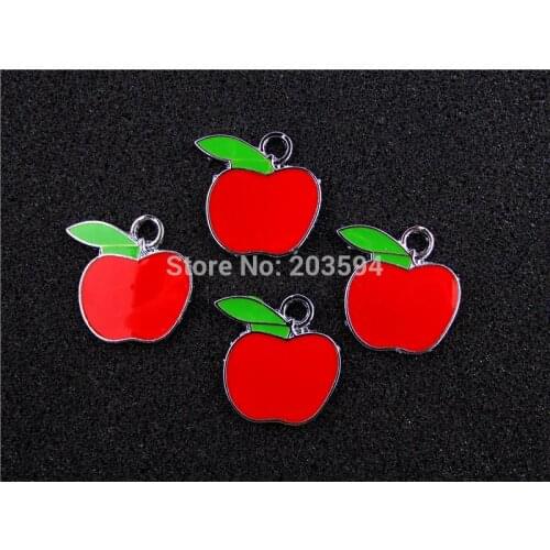 AE317 Mix Color 20Pcs Alloy Metal Enamel Apple Charms Pendants 24x23mm