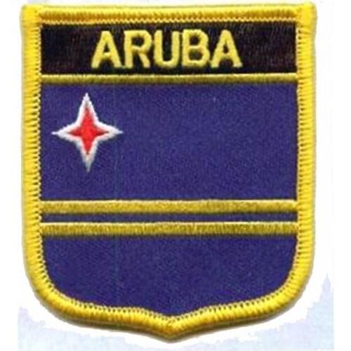 ARUBA Flag Embroidery Patch Made by Twill with Merrow Border and PVC Backing Make Items as Client Request MOQ50pcs Free Shipping