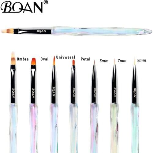 BQAN Rainbow Transparent Diamond Gradient Nail Brush Nail Art Brush Line Painting Brushes Crystal Acrylic Thin Liner Drawing Pen