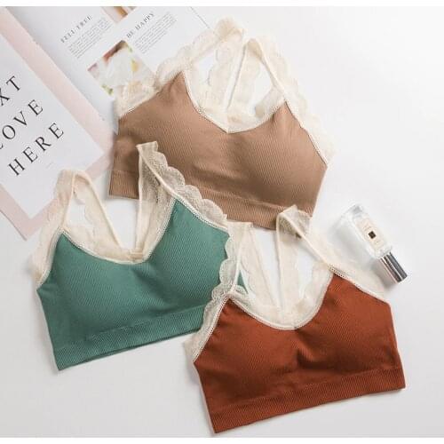 Women Lace Bra Female Lace Strap Top Bra Summer Ladies Cotton Slim Camis Tops