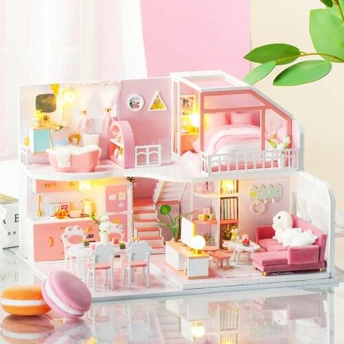CUTEBEE DIY Dollhouse Wooden doll Houses Miniature Doll House Furniture Kit Casa Music Led Toys for Children Birthday Gift K56