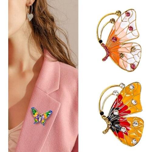 EASYA Charm Butterfly Animal Pearl Brooch Women Rhinestone Large Butterfly Jewelry Accessories Elegant Pin