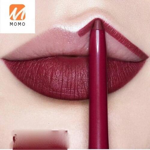 European and American Wine Red Burgundy Lipstick Pen Female Lip Liner Outline Waterproof and Durable Discoloration Resistant